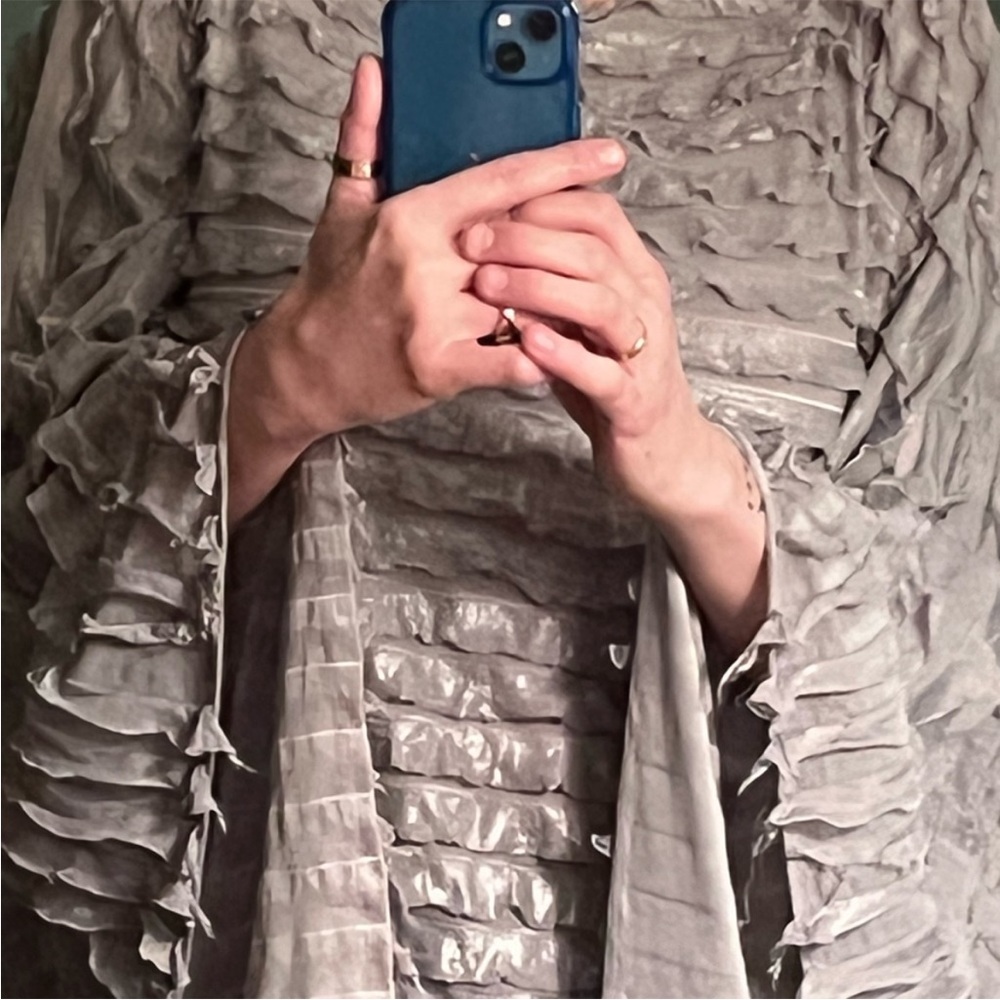 Gogogina by Gina Tyler Handmade Wearable Textile Art Gray/Silver Tunic Top 1980s - Picture 14 of 16
